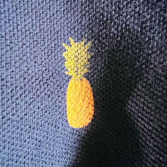 Brooks Brothers Navy Pineapple Print Polo Shirt Mens XL Classic Fit Cotton - Picture 8 of 11